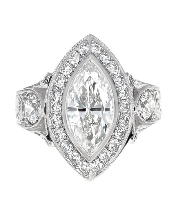 GIA Certified Marquise Cut Diamond Solitaire Ring in Platinum