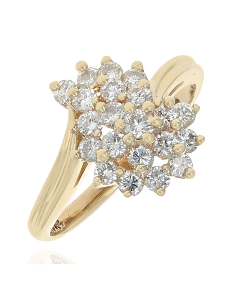 Diamond Swirl Cluster Ring in Gold