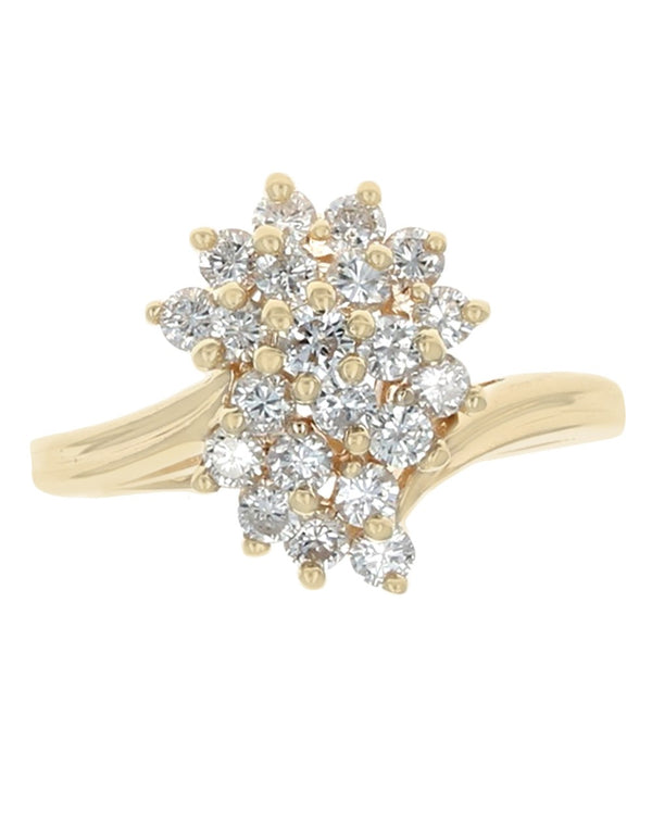 Diamond Swirl Cluster Ring in Gold