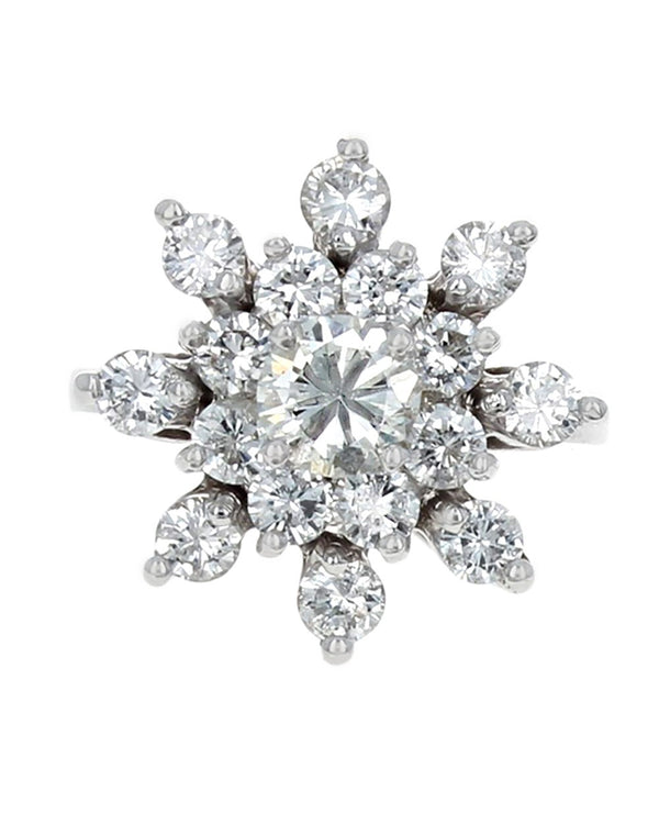 Diamond Snowflake Cluster Ring in White Gold