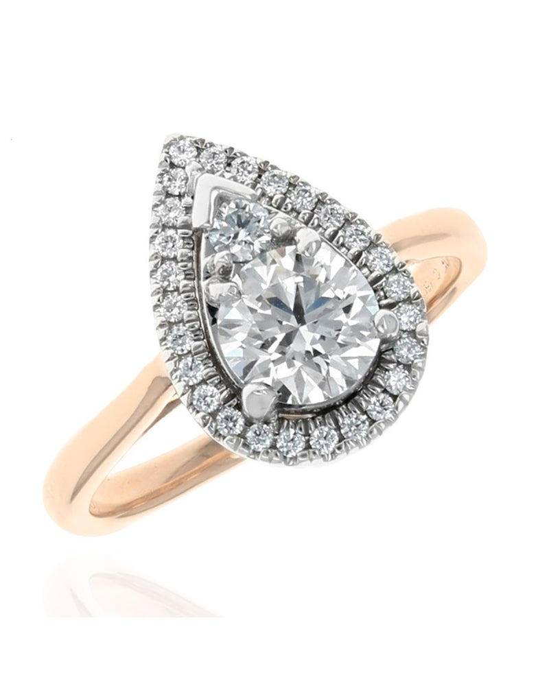 Round Diamond Pear Shaped Halo Ring