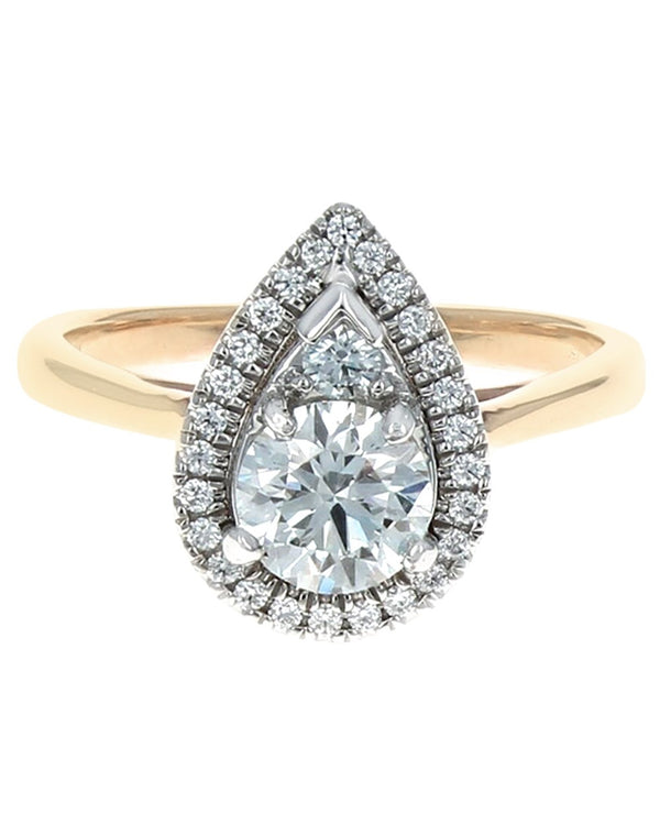 Round Diamond Pear Shaped Halo Ring