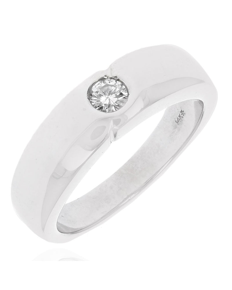 Gentlemans Diamond Solitaire Tapered Band