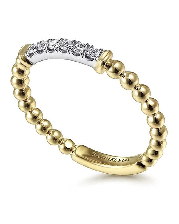 Gabriel & Co. Bujukan Copllection Diamond Bar and Bead Ring