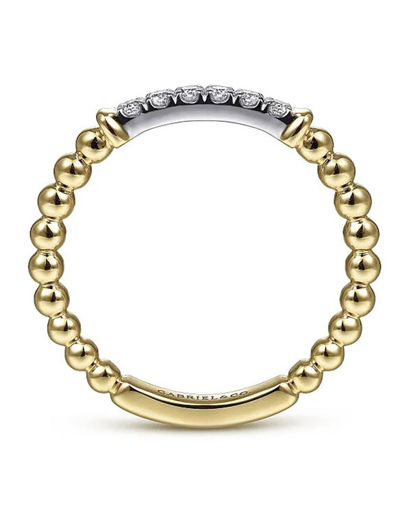 Gabriel & Co. Bujukan Copllection Diamond Bar and Bead Ring