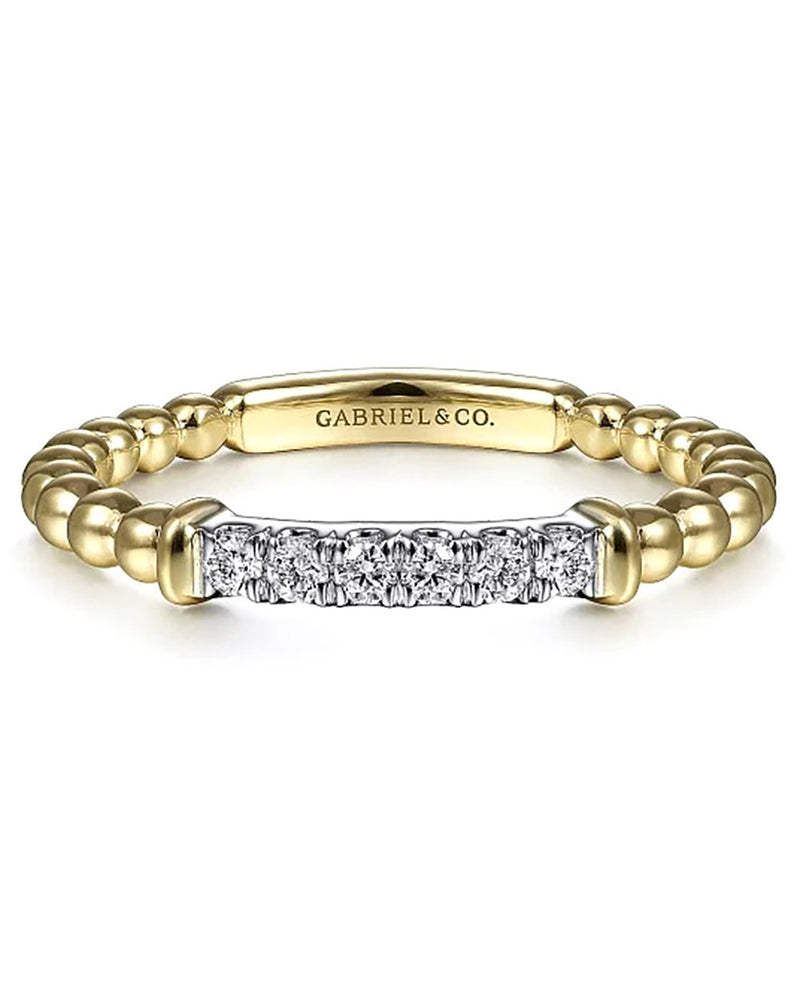 Gabriel & Co. Bujukan Copllection Diamond Bar and Bead Ring