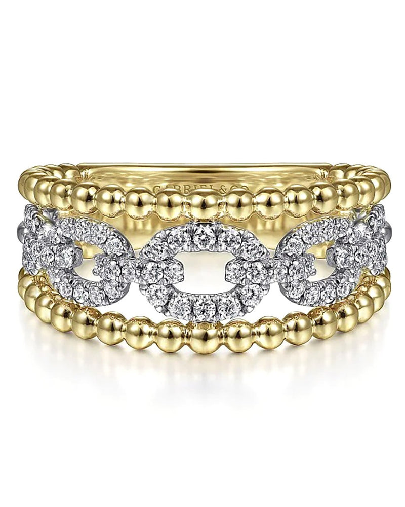 Gabriel & Co. Bujukan Collection Diamond Link and Bead Ring