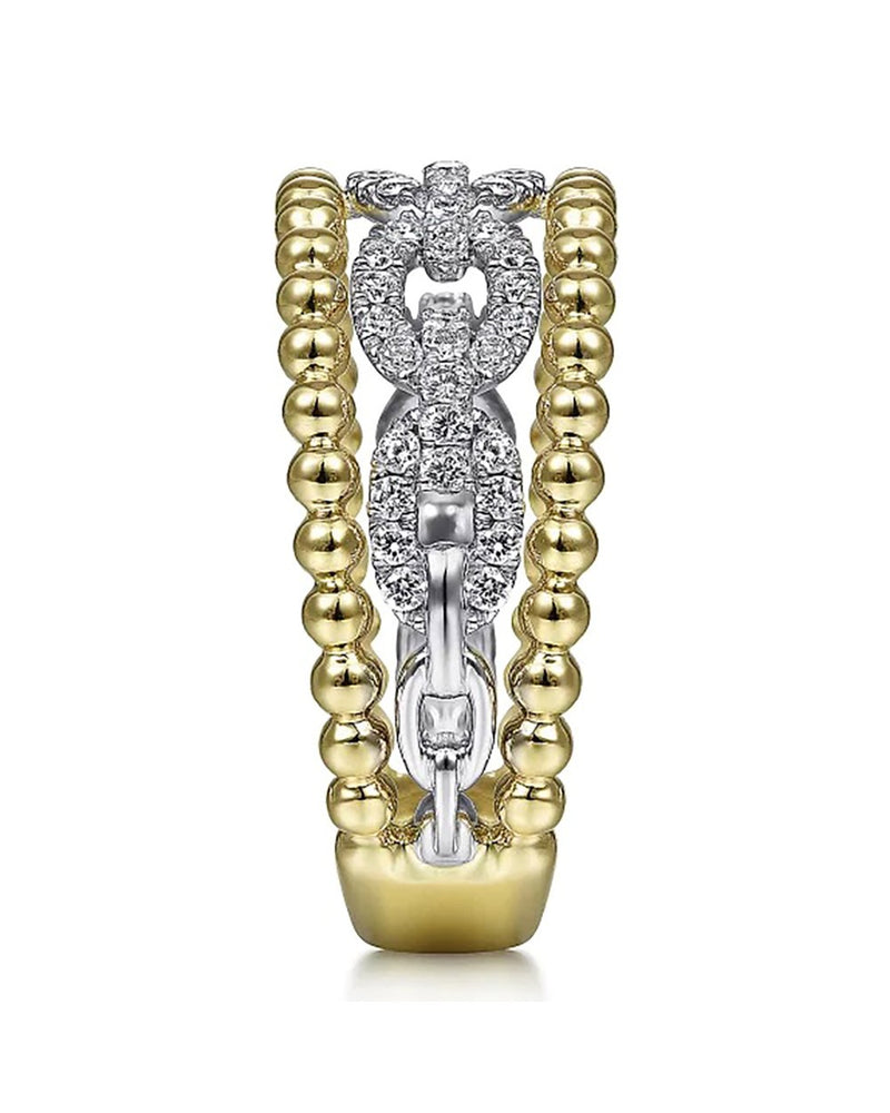 Gabriel & Co. Bujukan Collection Diamond Link and Bead Ring