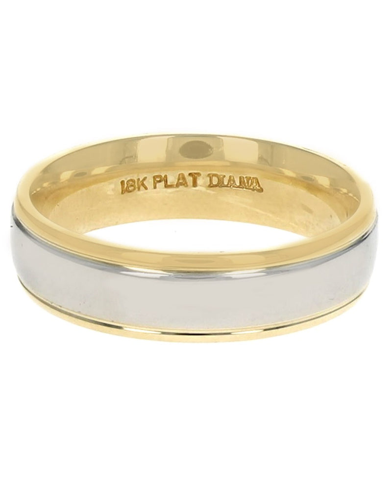 Gentlemen's Fluted Comfort Fit Band in Platinum and Yellow Gold