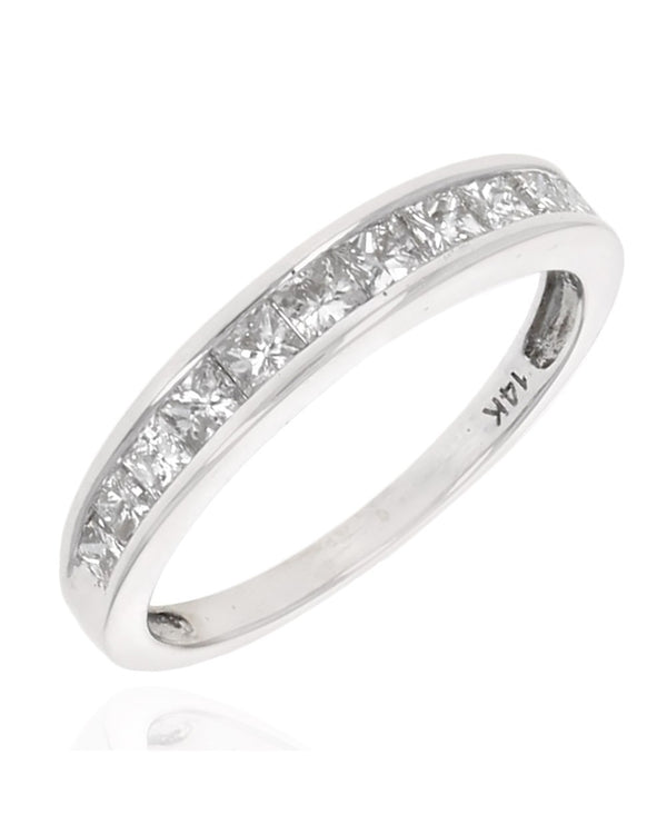 Princess Diamond Band in White Gold