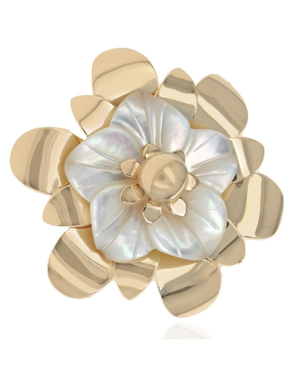 Carved Mother of Pearl Floral Ring