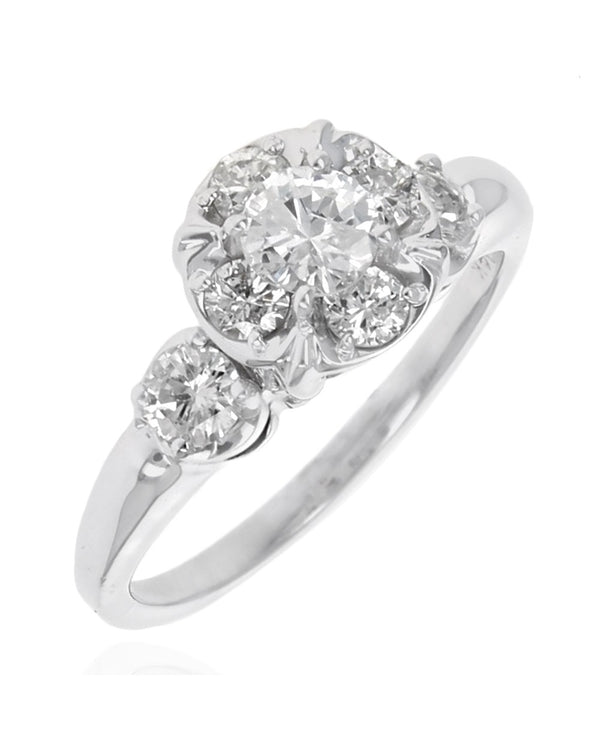 Diamond Cluster Halo Ring in White Gold