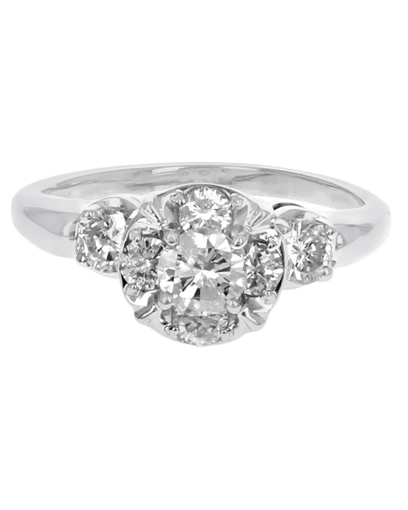 Diamond Cluster Halo Ring in White Gold