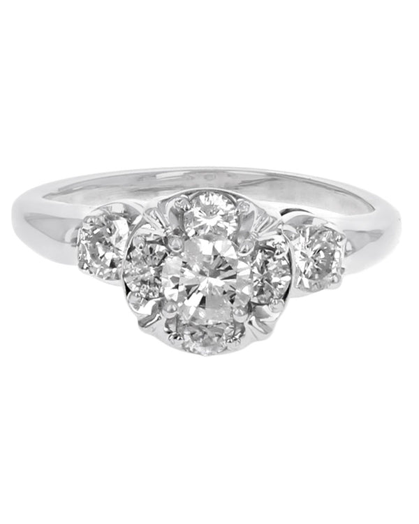 Diamond Cluster Halo Ring in White Gold