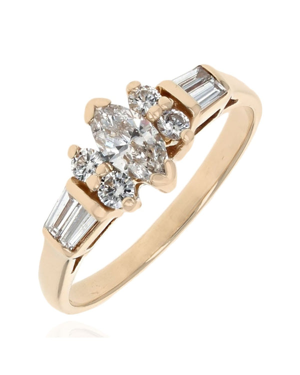 Mixed Cut Diamond Ring in Yellow Gold