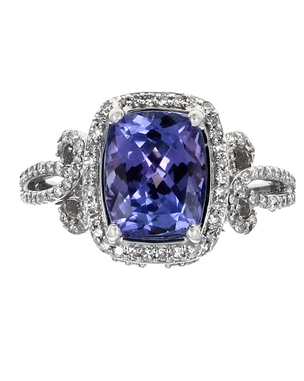 Tanzanite and Diamond Halo Ring