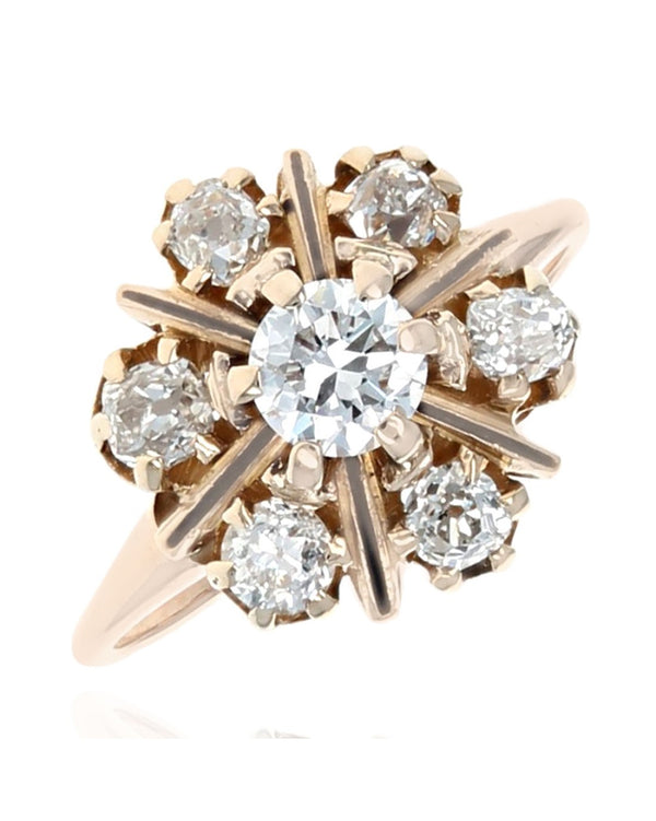 Diamond Cluster Ring in Yellow Gold