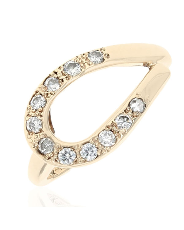 Diamond Open Cut Teardrop Shaped Ring in Yellow Gold