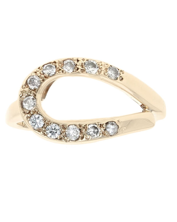 Diamond Open Cut Teardrop Shaped Ring in Yellow Gold