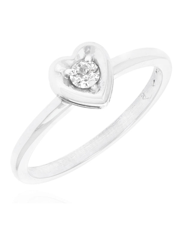 Diamond Solitaire Heart Shaped Ring in White Gold
