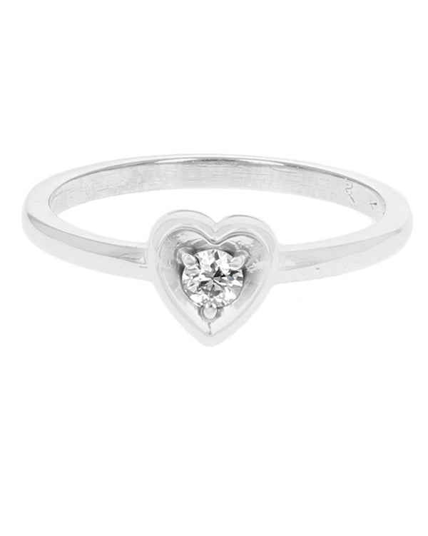 Diamond Solitaire Heart Shaped Ring in White Gold