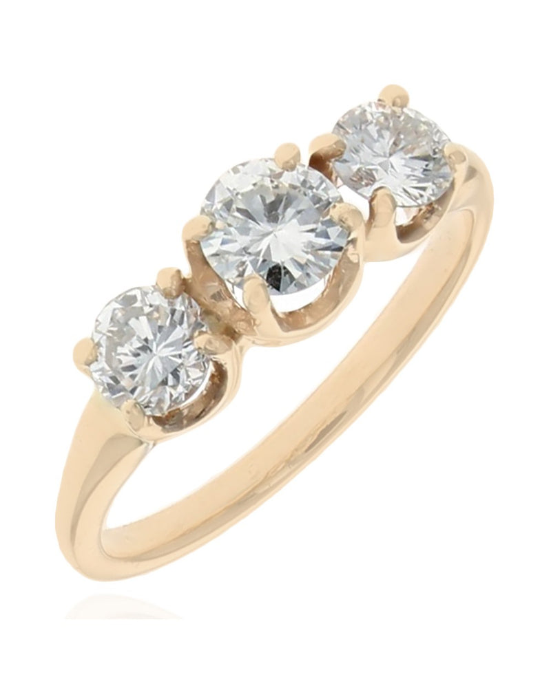 3 Stone Diamond Ring in Yellow Gold