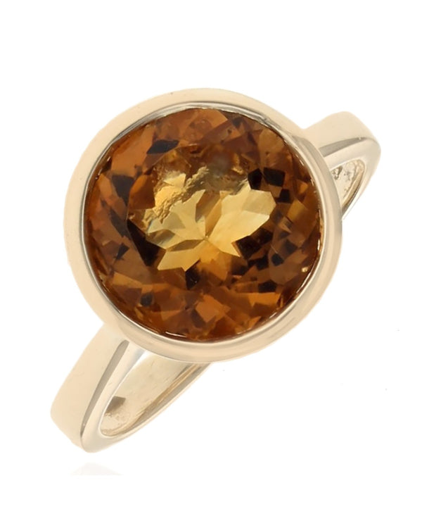 Citrine Solitaire Ring in Yellow Gold
