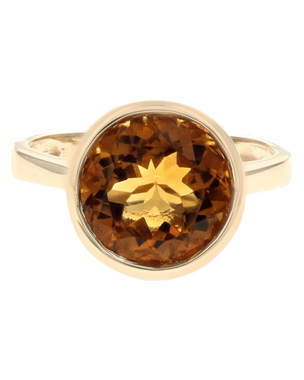 Citrine Solitaire Ring in Yellow Gold