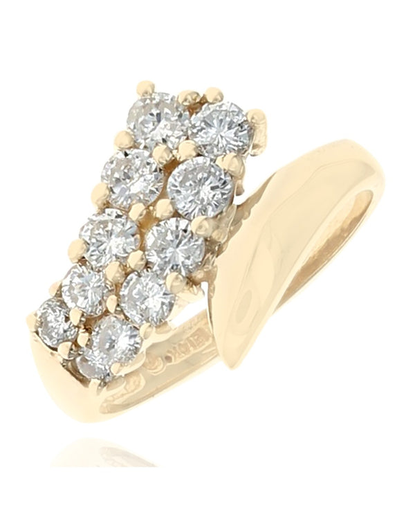 2 Row Diamond Bypass Ring