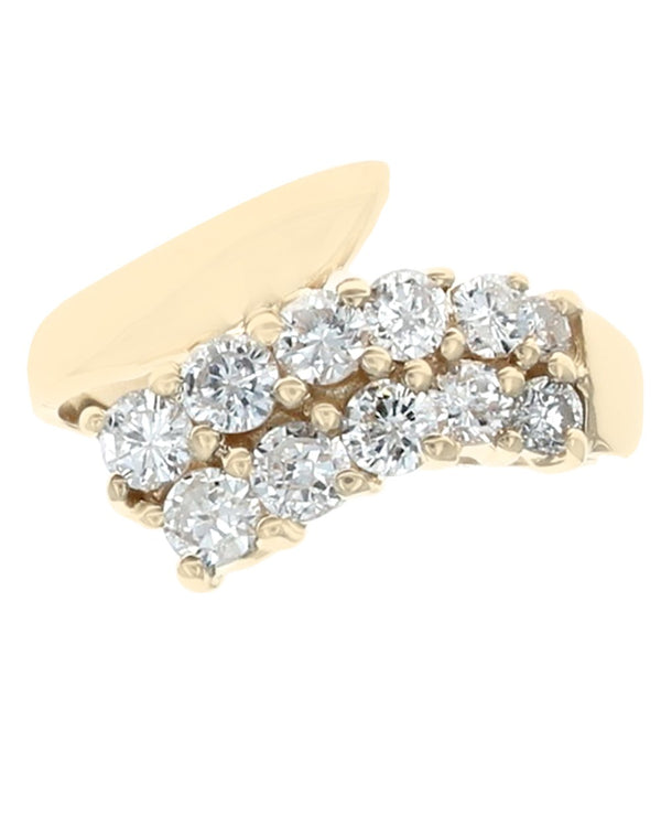 2 Row Diamond Bypass Ring