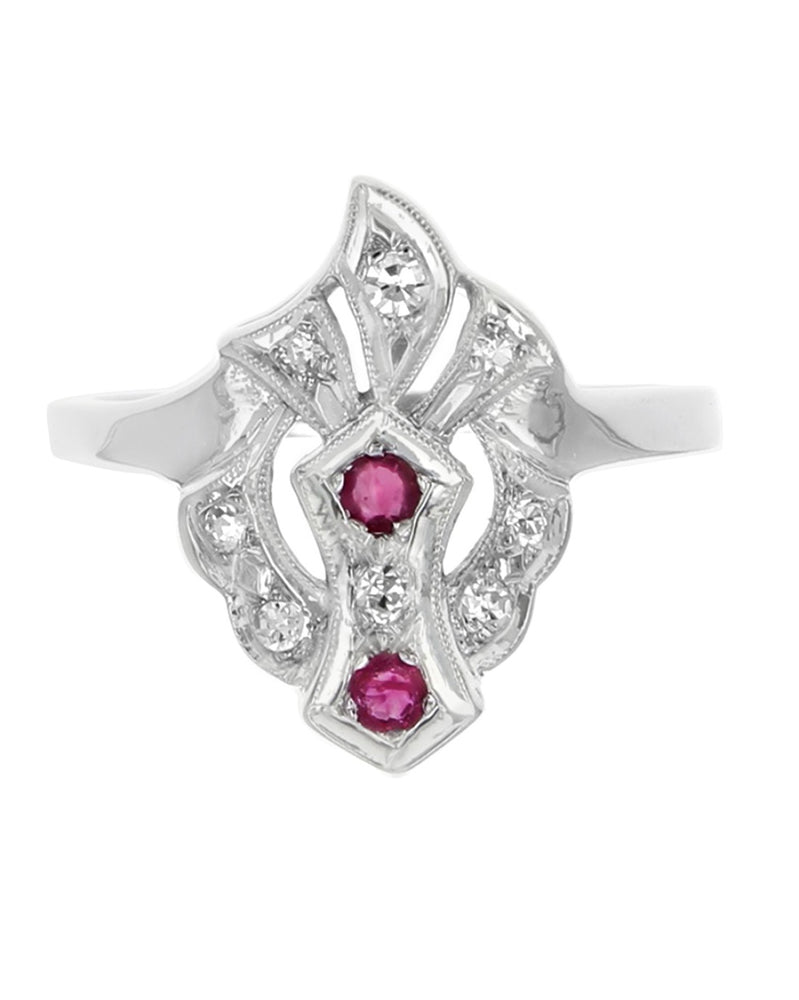 Vintage Burmese Ruby and European Diamond Ring