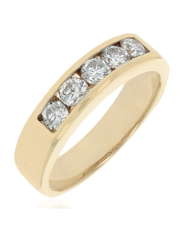 Channel Set Diamond Band Ring in Yellow Gold