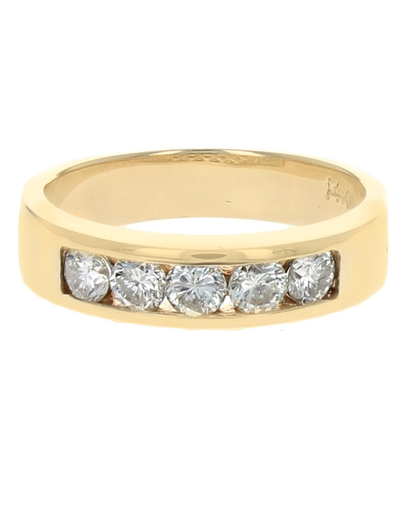 Channel Set Diamond Band Ring in Yellow Gold