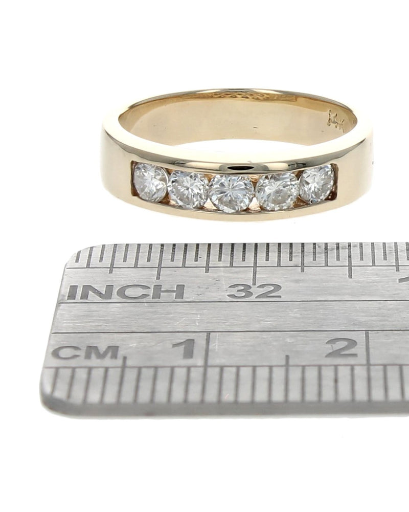 Channel Set Diamond Band Ring in Yellow Gold