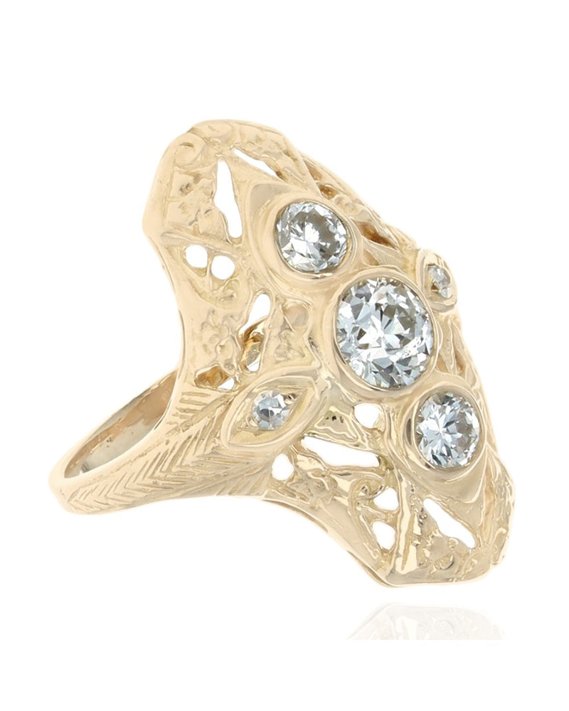 Vintage European Diamond Elongated Ring