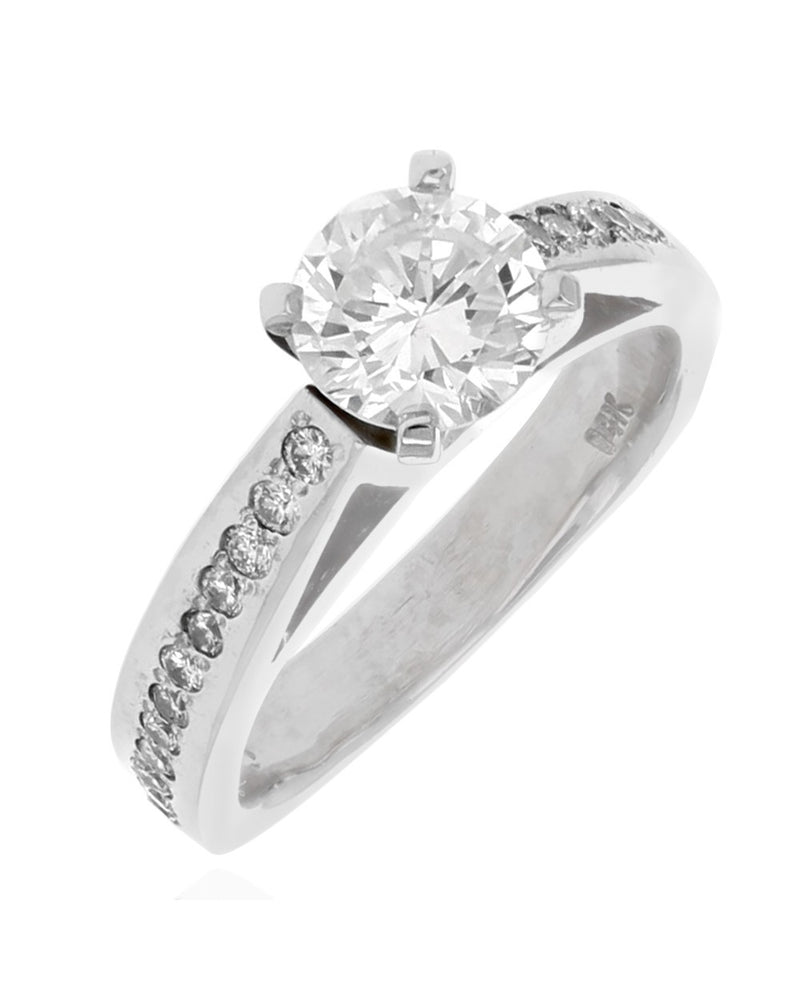 Cathedral Style Euro Shank Diamond Engagement Ring in White Gold