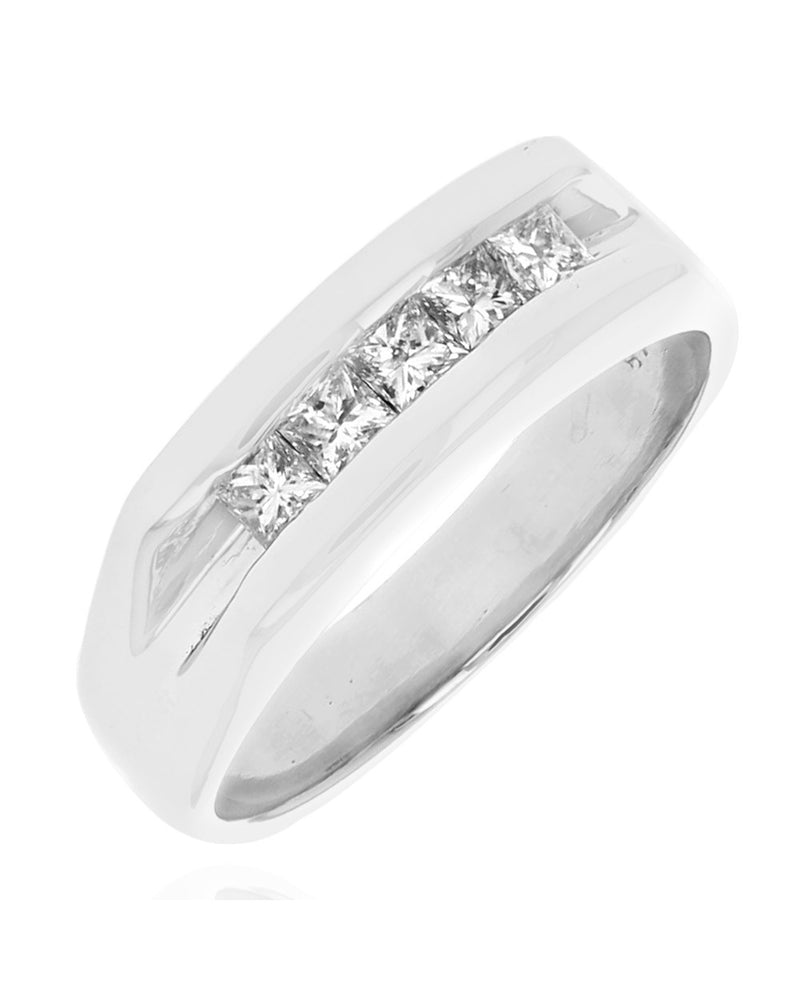 Gentlemans Princess Diamond Band in Platinum