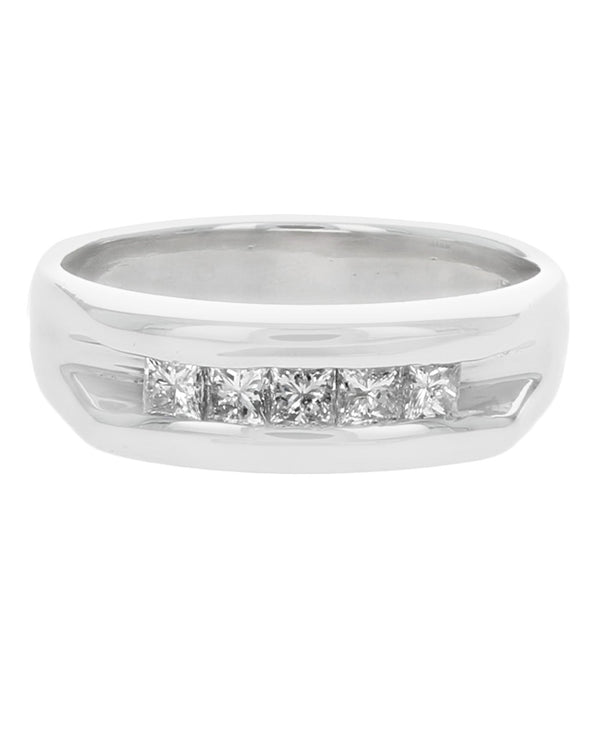 Gentlemans Princess Diamond Band in Platinum