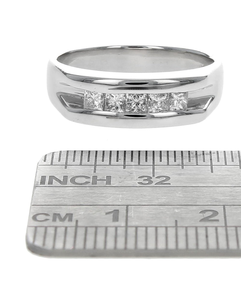 Gentlemans Princess Diamond Band in Platinum