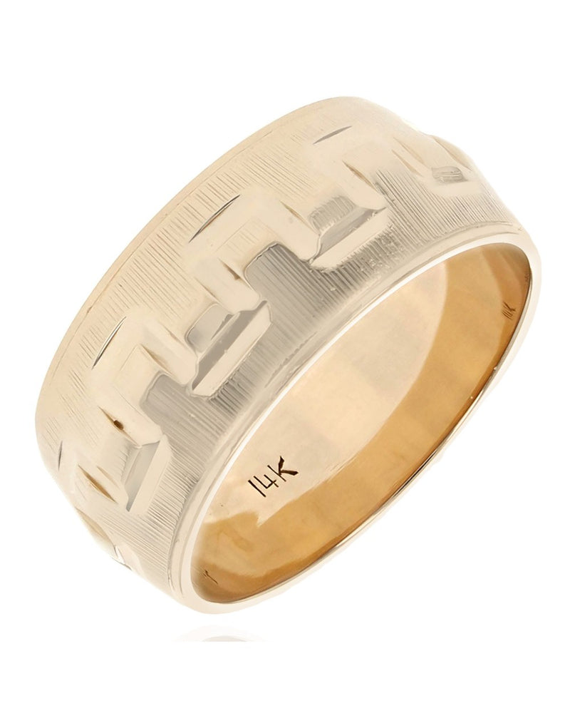 Gentlemen's Fluted Zigzag Band in Yellow Gold