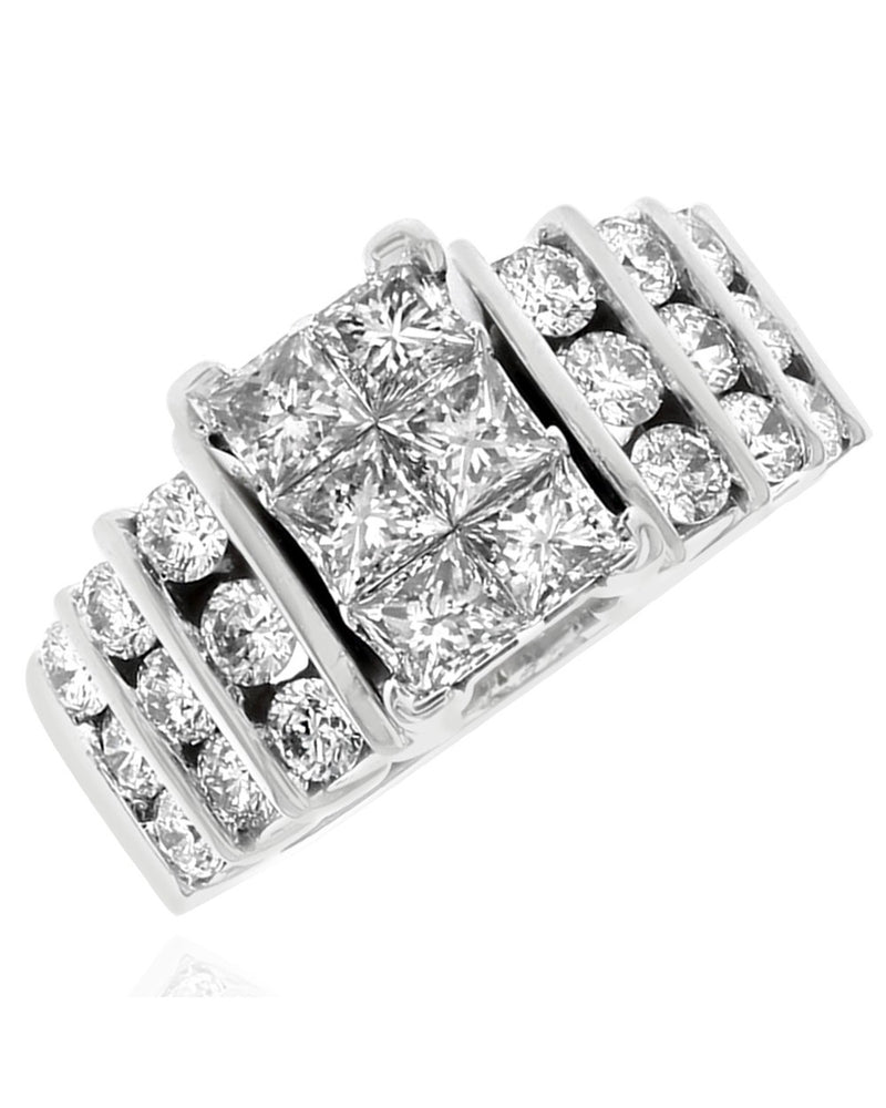 Diamond Vertical Bar Split Ring in White Gold