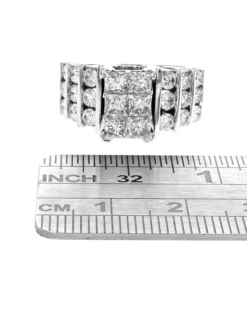 Diamond Vertical Bar Split Ring in White Gold