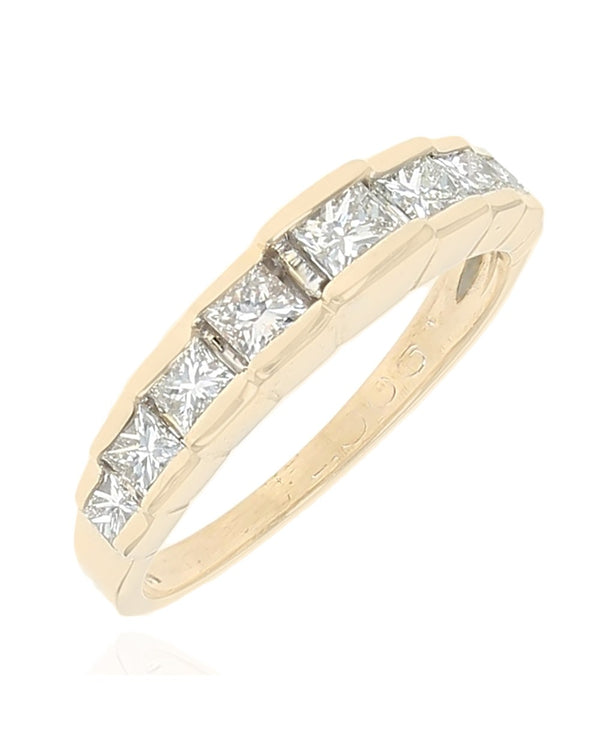 Diamond Step Cut Side Ring in Yellow Gold