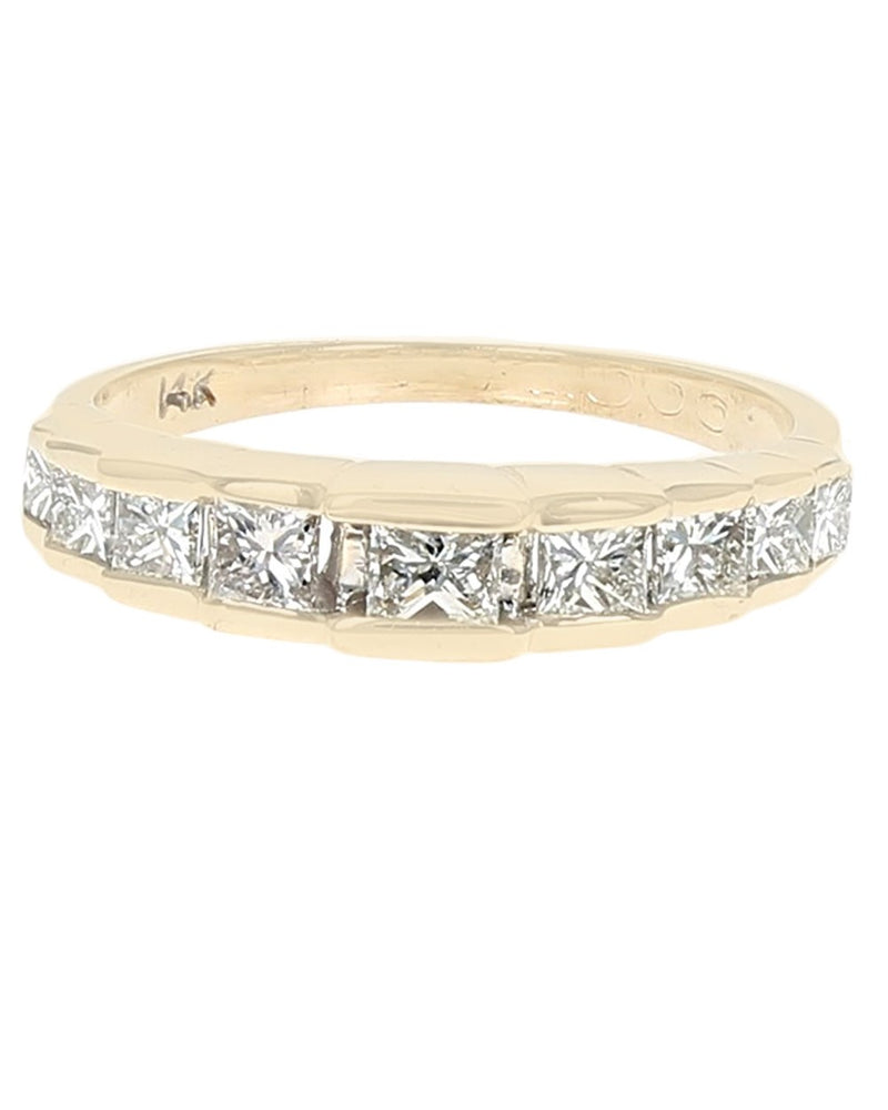 Diamond Step Cut Side Ring in Yellow Gold