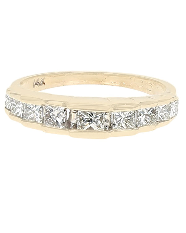 Diamond Step Cut Side Ring in Yellow Gold