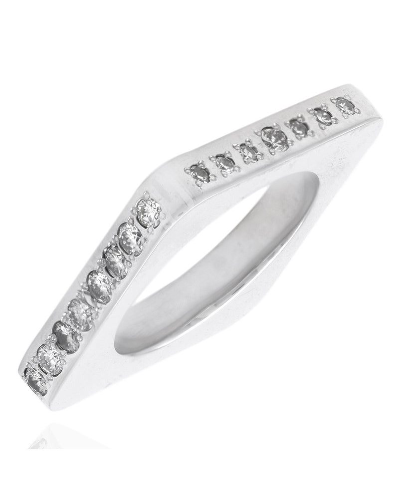 Diamond and Sapphire Square Stack Band