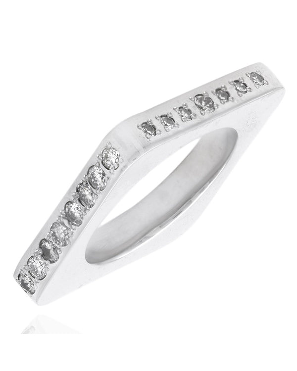 Diamond and Sapphire Square Stack Band