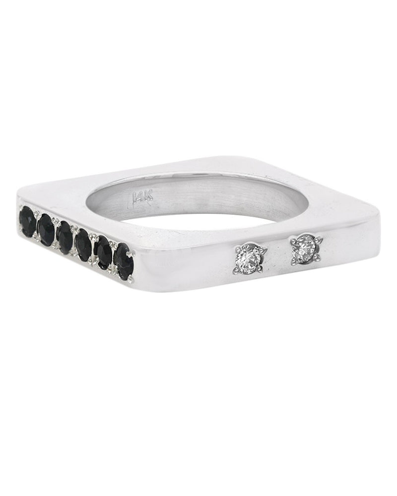 Diamond and Sapphire Square Stack Band