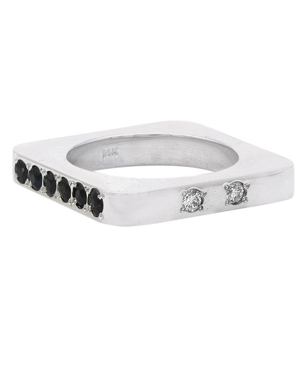 Diamond and Sapphire Square Stack Band