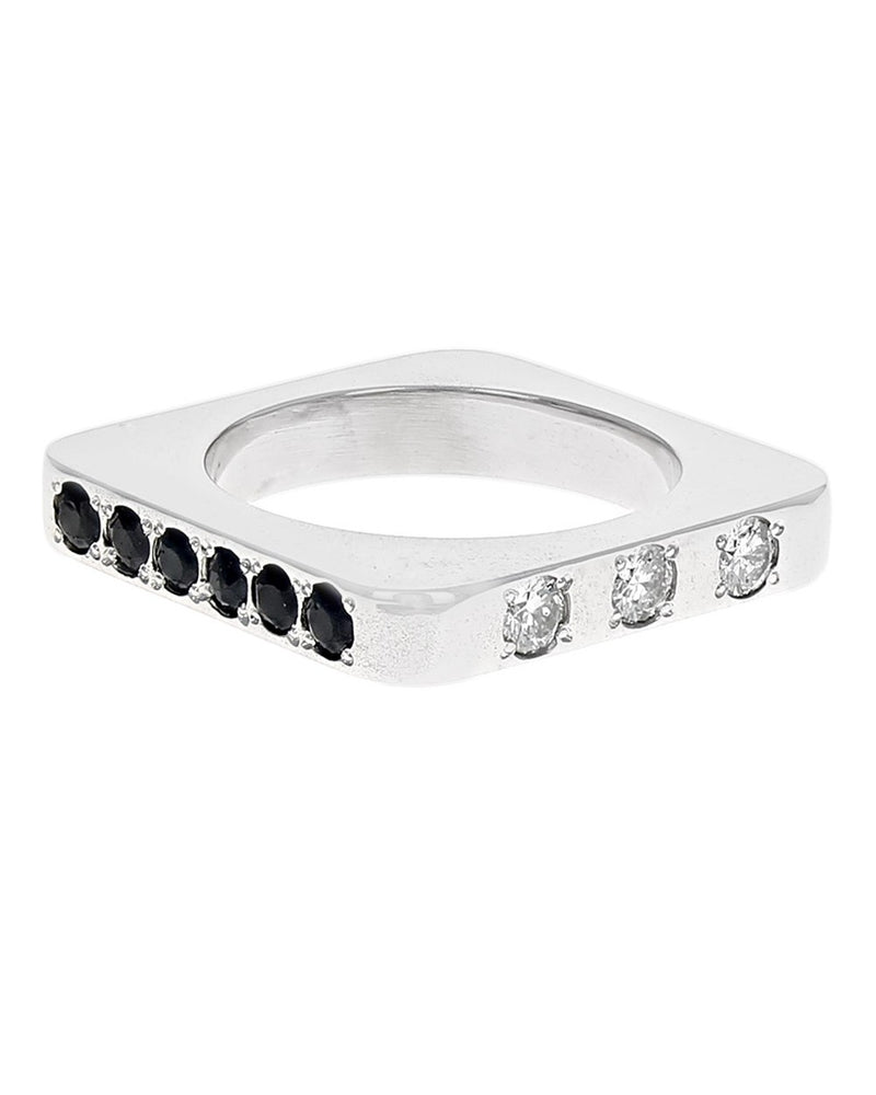 Diamond and Sapphire Square Stack Band